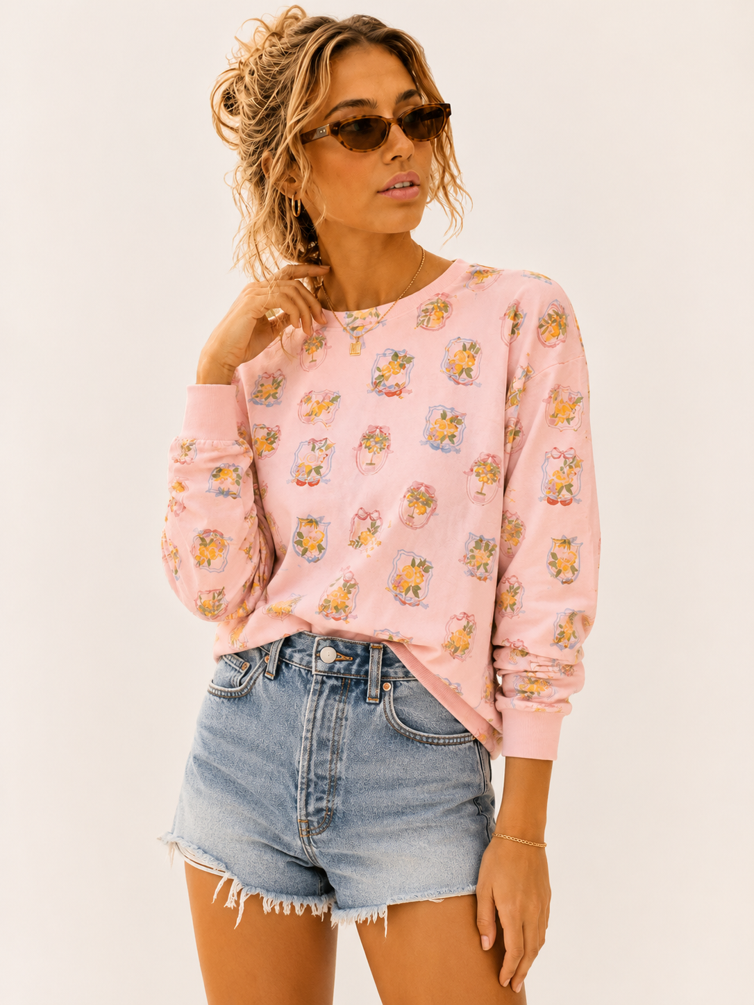 Pink Lemon Cropped Pullover