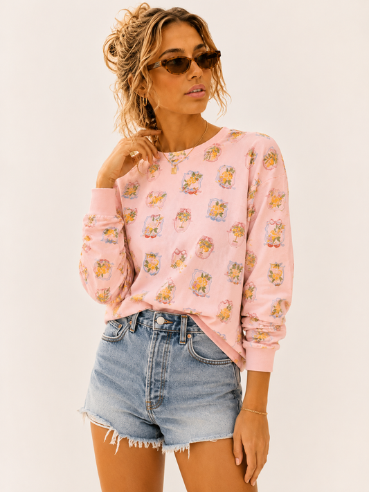 Pink Lemon Cropped Pullover