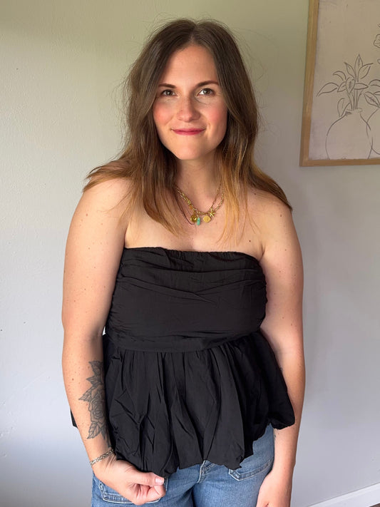 Black Smocked Sleeveless Top