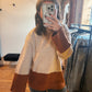 Beige Colorblock Sweater