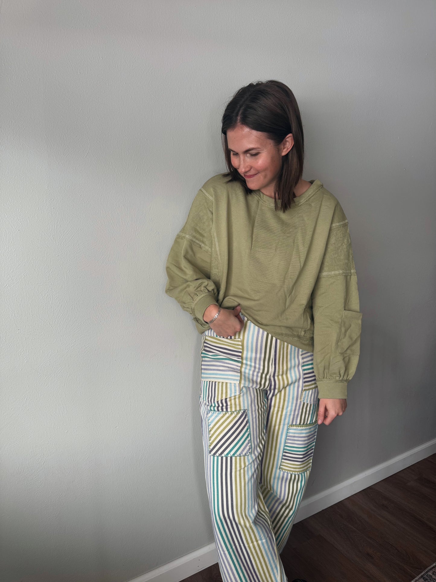 Pin Stripe Barrel Jeans