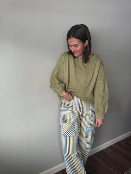 Pin Stripe Barrel Jeans- 1 S