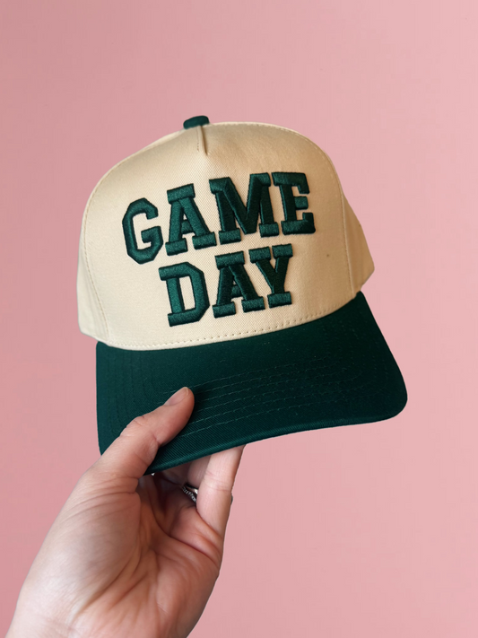 Dark Green Game Day Embroidered Hat