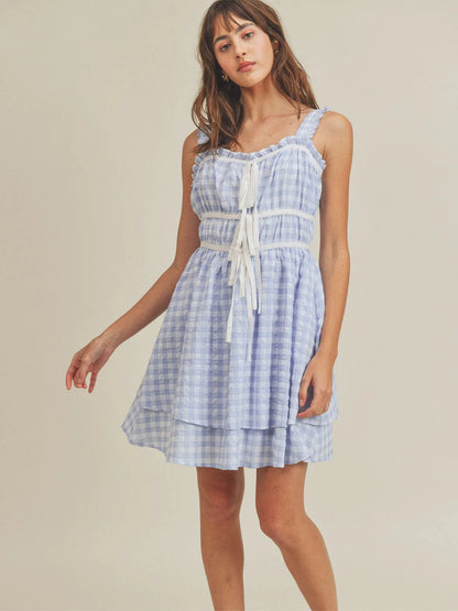 Blue Gingham Plaid Dress