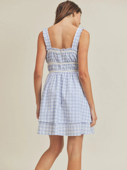 Blue Gingham Plaid Dress