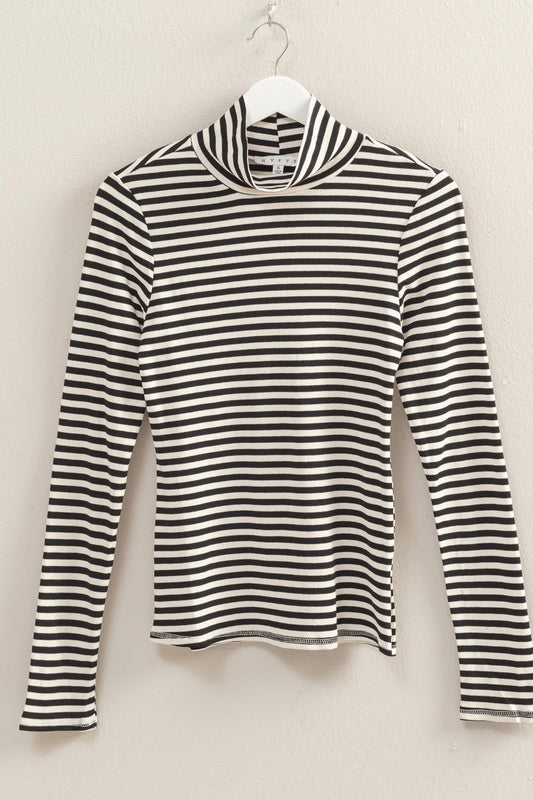 Black Striped Fitted Top