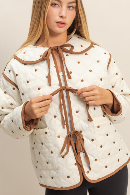Polka Dot Embroidered Quilted Jacket